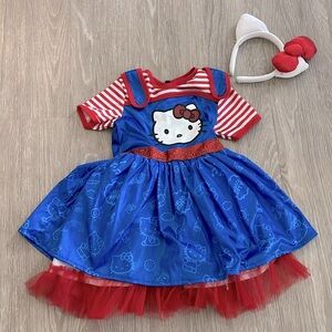 Sold Out Hello Kitty Kids Halloween Costume Dress with Bow Headband Size XS